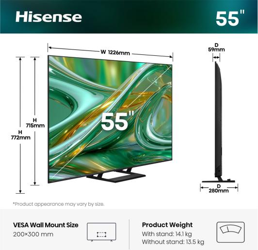 Hisense 55E8S 55 İnç Hi-QLED MiniLED 4K 144 Hz TV (2026) - Görsel 2
