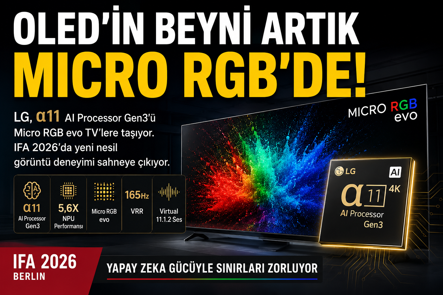 LG Micro RGB evo TV ve α11 AI Processor Gen3 IFA 2026