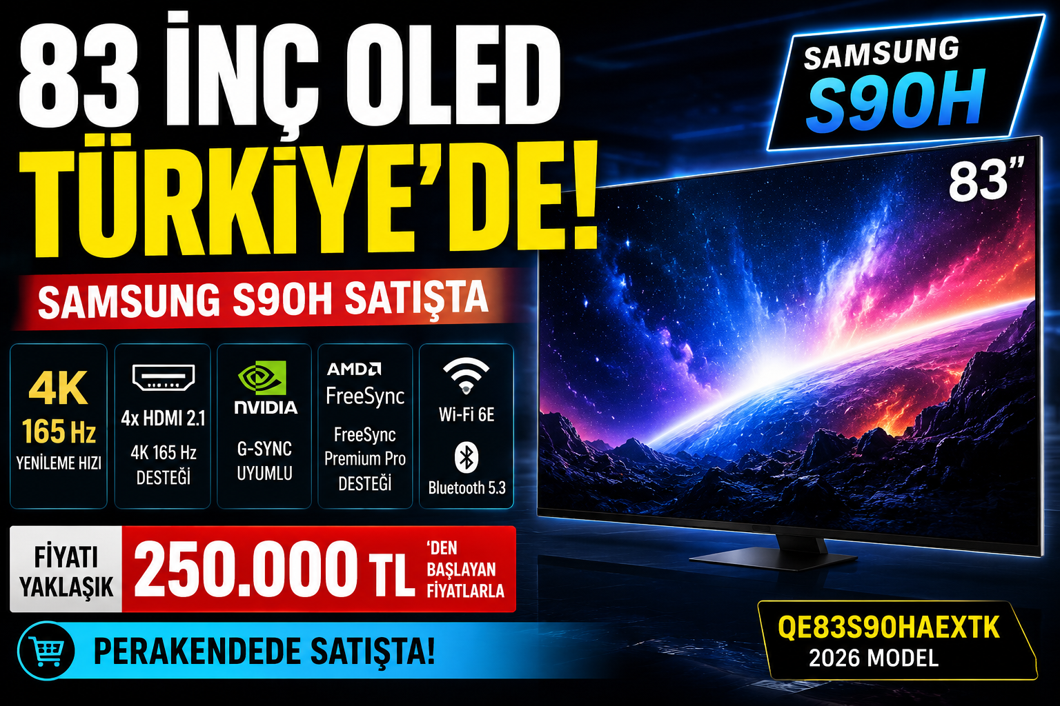 Samsung 83S90H OLED Türkiye fiyatı ve özellikleri
