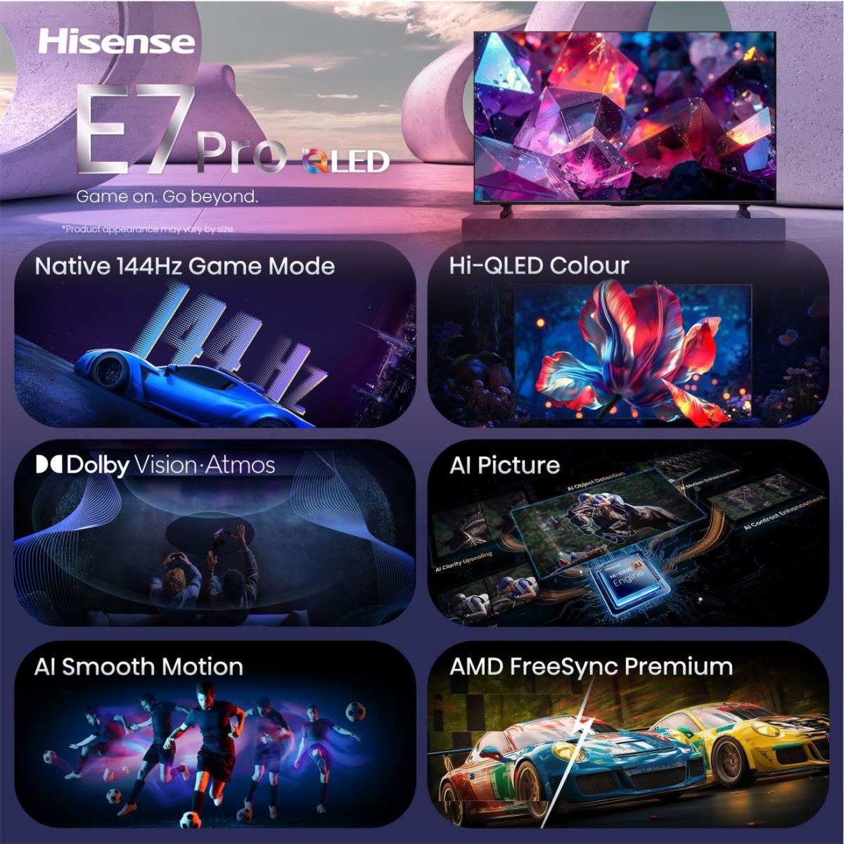 Hisense 75E7S Pro 75 İnç Hi-QLED 4K 144 Hz TV (2026) - Görsel 3