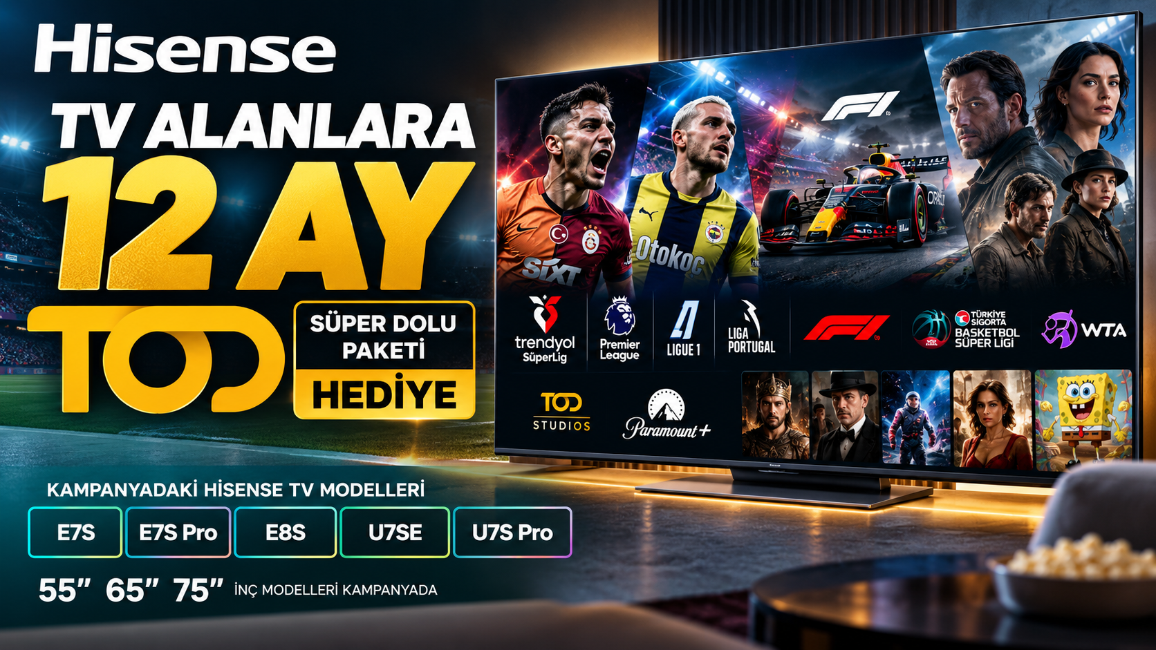 Hisense TOD kampanyası 12 ay Süper Dolu Paketi hediye