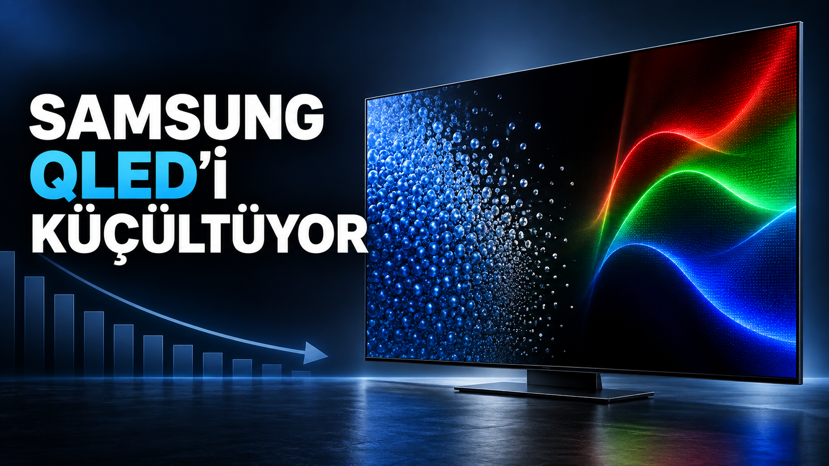 Samsung QLED üretimindeki düşüşü ve Neo QLED için 2028 iddiasını temsil eden televizyon görseli
