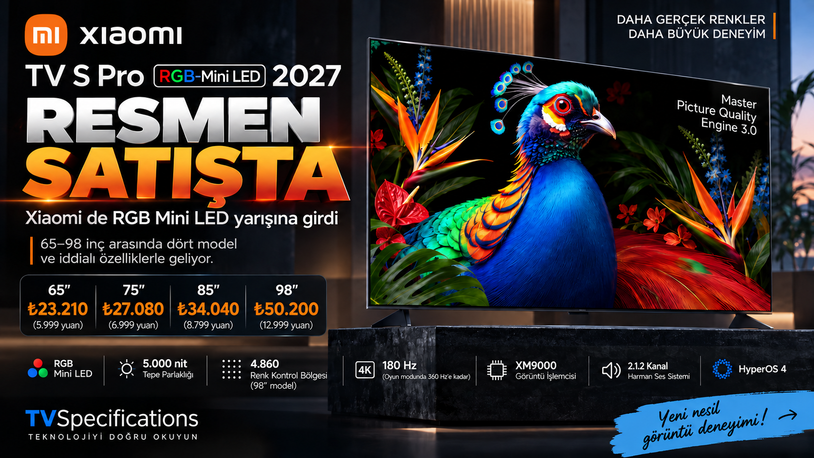 Xiaomi S Pro RGB Mini LED 2027 televizyon serisi