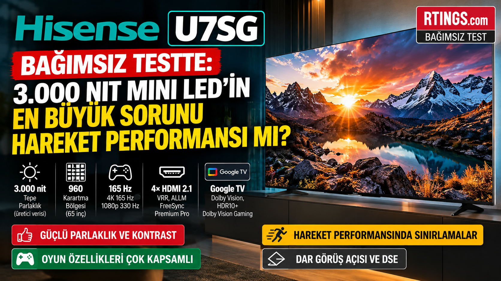 Hisense U7SG bağımsız test – 165 Hz Mini LED TV