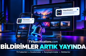 TVSpecifications bildirimlerini temsil eden bilgisayar, telefon ve TVS simgeli bildirim kartları.